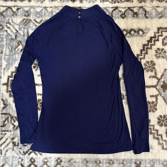 AmélieBoutik Women Mock Neck Lace Up Raglan Long Sleeve Blouse Top - Picture 4 of 7
